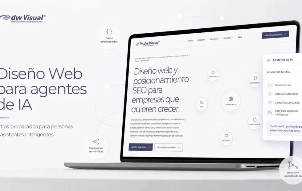 Diseño web para agentes de inteligencia artificial: la nueva frontera digital. Fotografía editorial relacionada con diseño web para agentes de IA. publicada en Netaware