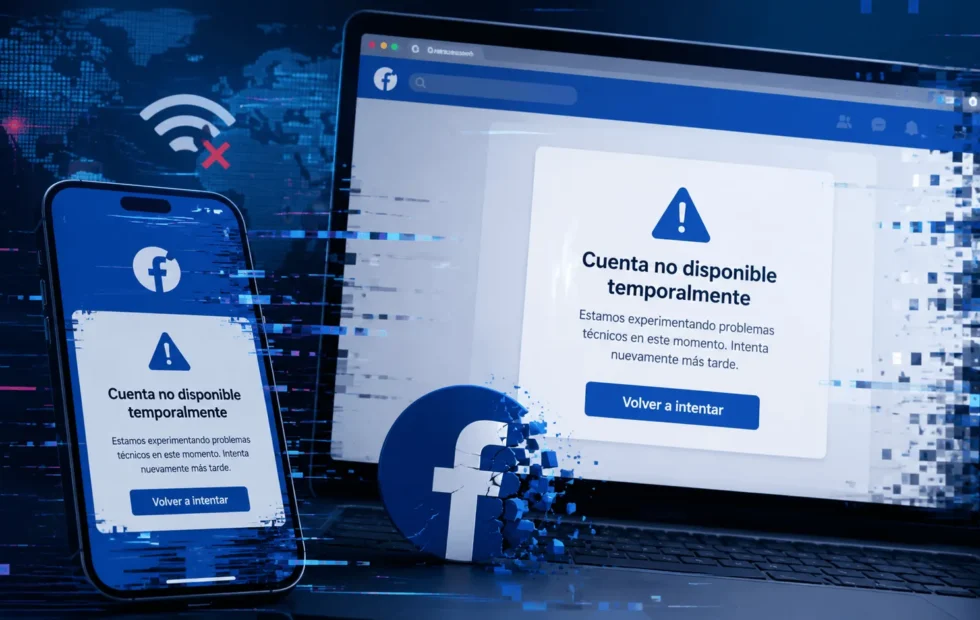 Falla global en Facebook deja cuentas inaccesibles durante la madrugada del domingo. Fotografía editorial relacionada con falla global de Facebook. publicada en Netaware