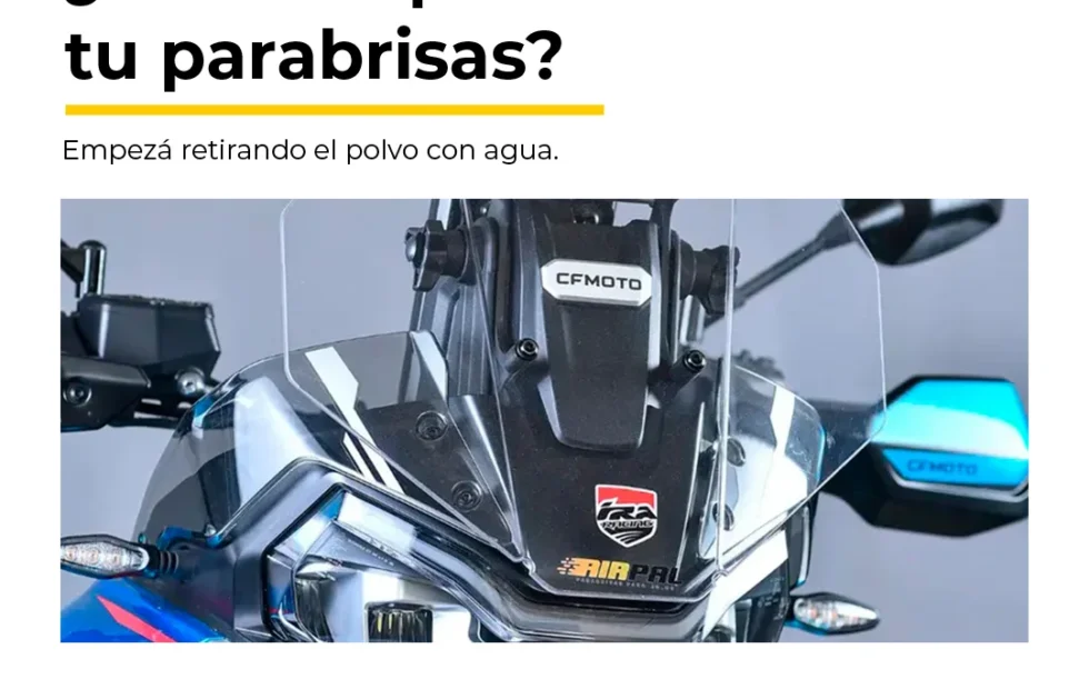Cómo limpiar el parabrisas de la moto sin rayarlo. Fotografía editorial relacionada con limpiar parabrisas de moto. publicada en Netaware