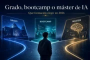 Grado, bootcamp o máster de IA: qué camino elegir en 2026. Fotografía editorial relacionada con Grado bootcamp máster. publicada en Netaware