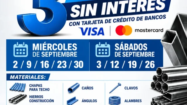 Tres cuotas sin interés en Herramat para comprar materiales en septiembre. Imagen destacada sobre tres cuotas sin interés. publicada en Netaware