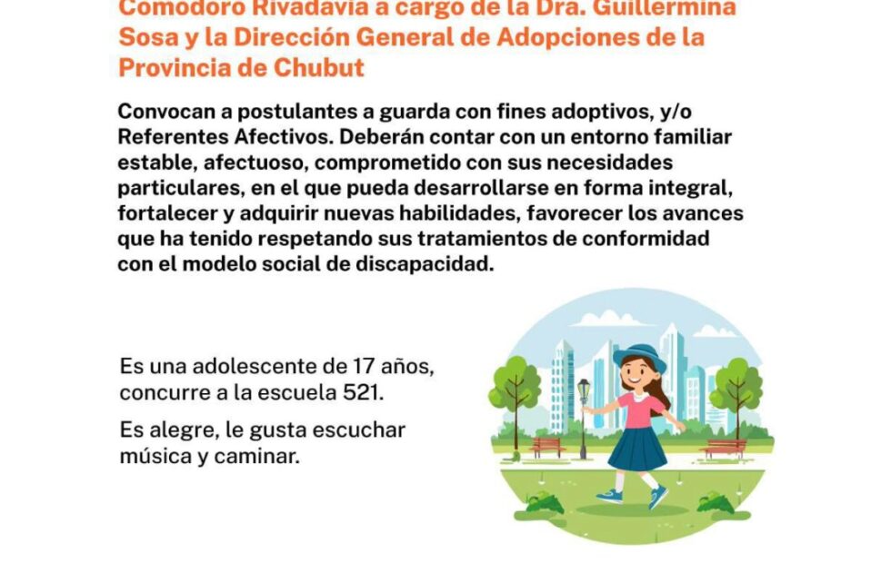Convocan a postulantes para acompañar la adopción de una adolescente de 17 años. Fotografía editorial relacionada con adopción de adolescente de 17 años. publicada en Netaware