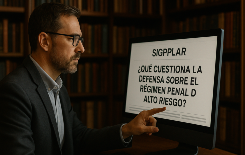 Imagen ilustrativa generada con IA: SIGPPLAR: qué cuestiona la defensa sobre el régimen penal de alto riesgo